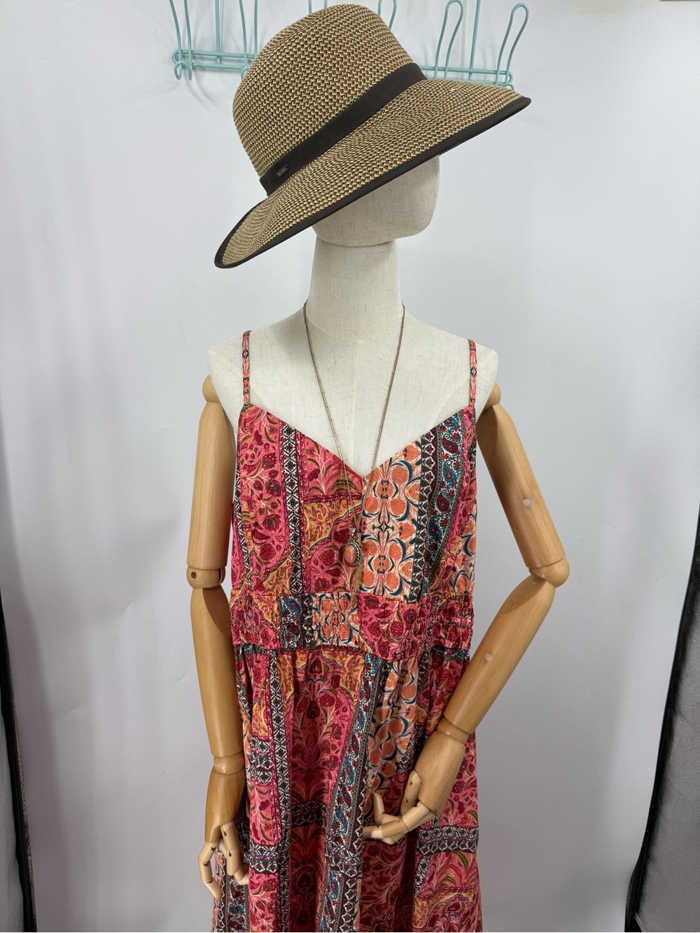 Old Navy Waist-Defined patchwork Paisley print Cami Midi Dress XXL - Picture 12 of 15